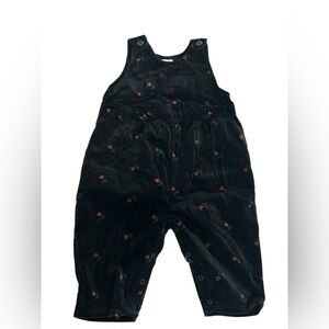 Baby Gap Overalls Months Vintage Velvet Black Rose Print Size XL 18-24